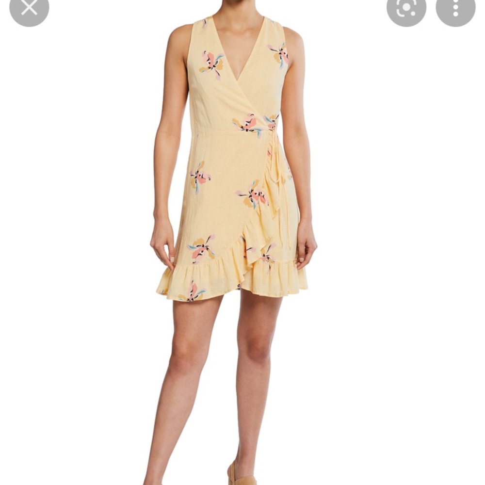 Pastel floral wrap dress with ruffle hem